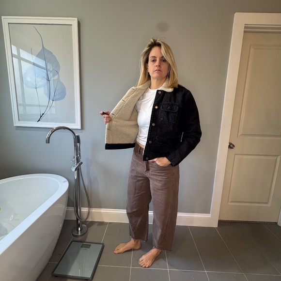 GAP Denim Sherpa-Lined Jacket – Black – Size M - Picture 2 of 5